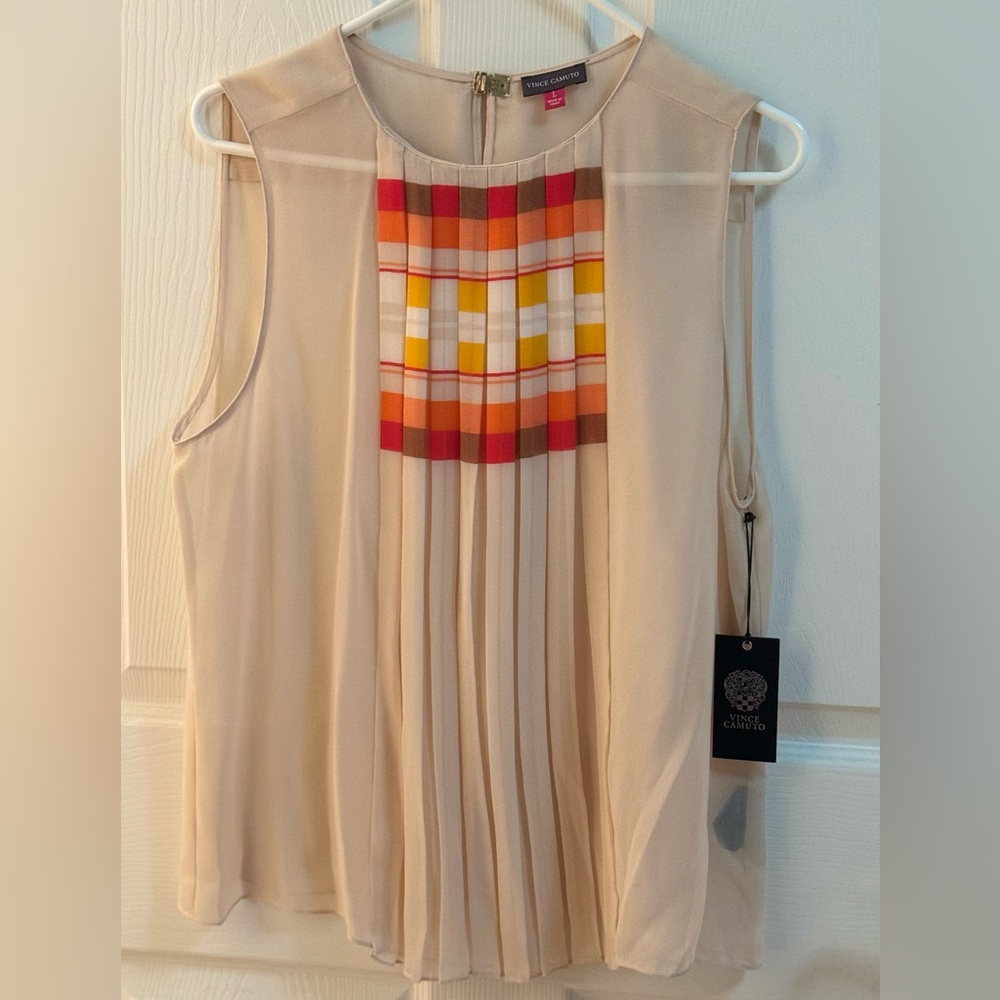 Vince Camuto Sleeveless Pleated Front Top